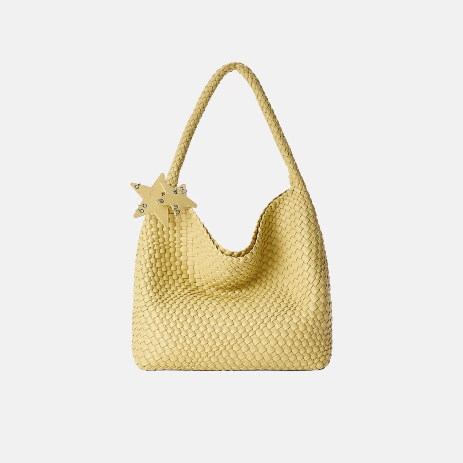 Metallic Braided Star Hobo Tote - Mango Yellow / Large