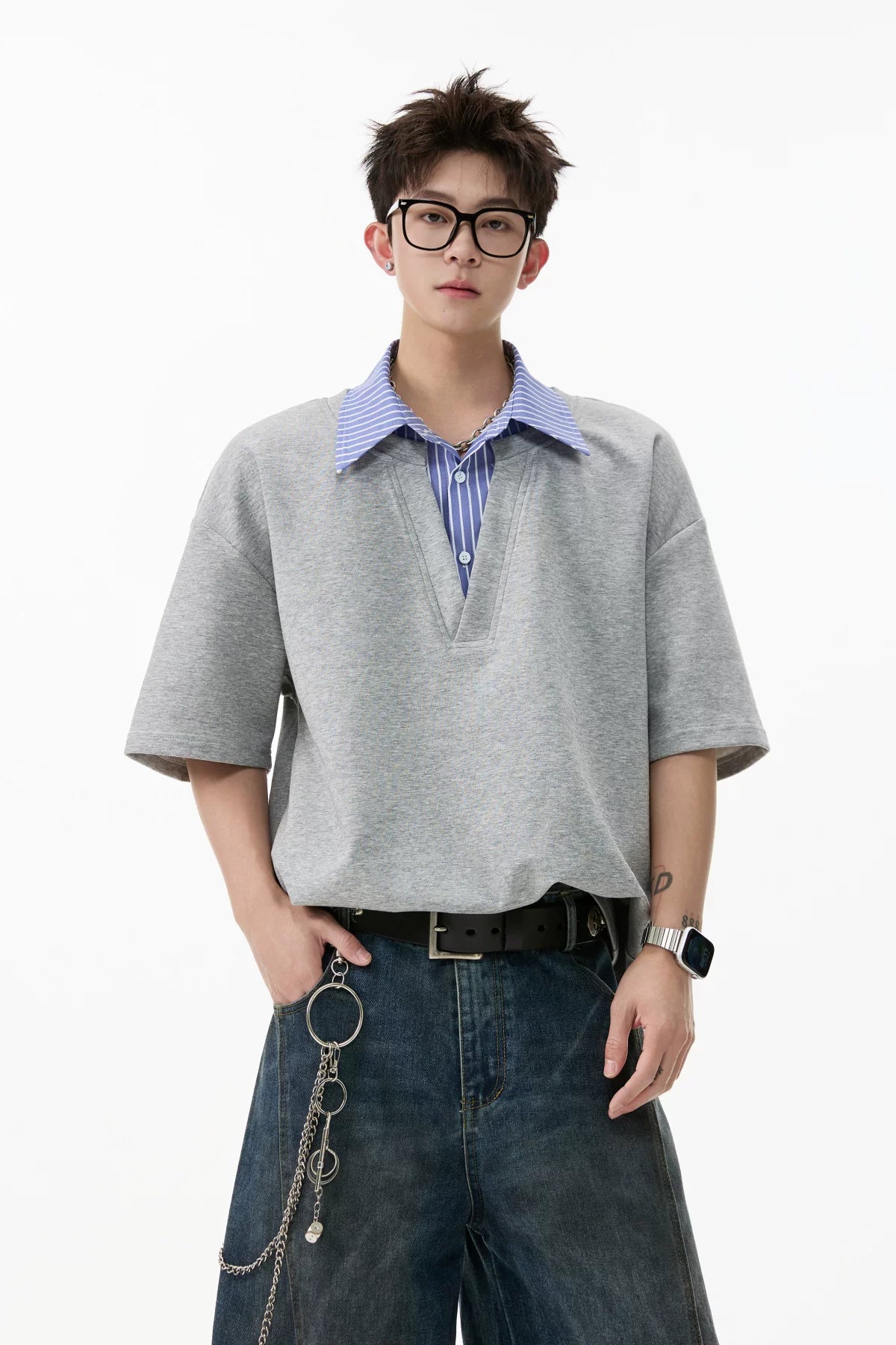 Layered Plunge Popover Polo