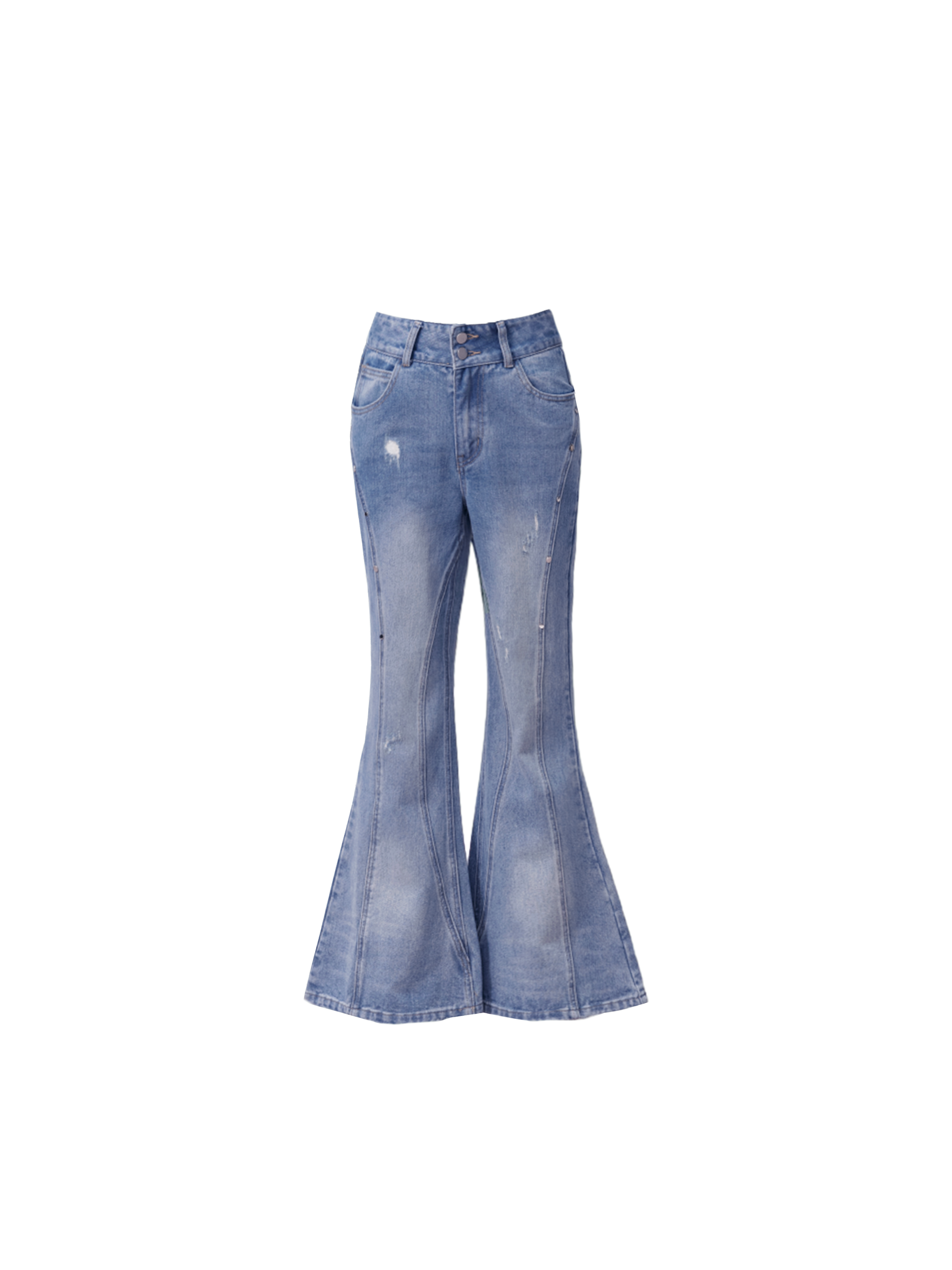 Retro High-Waisted Distressed Flare Jeans