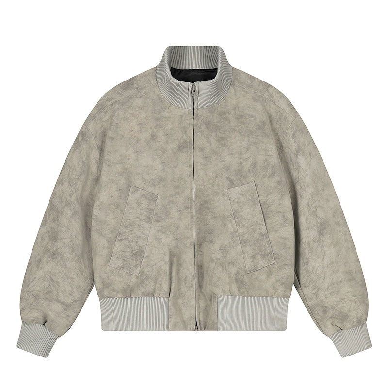 Obsidian Haze Suede Bomber Jacket