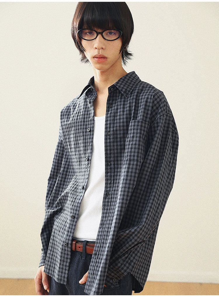 Dark Blue Checked Shirt