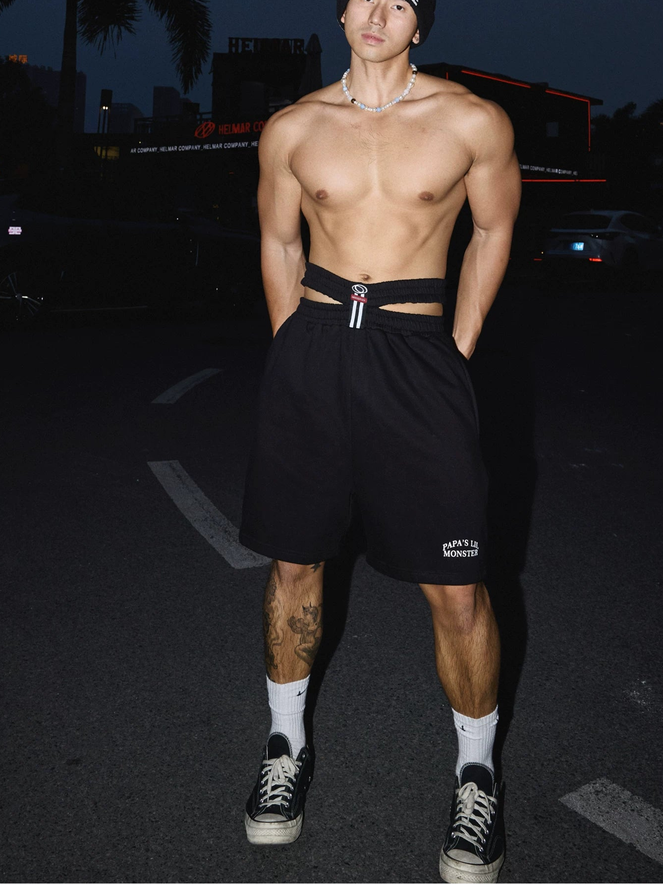 Double-Waist Black Shorts