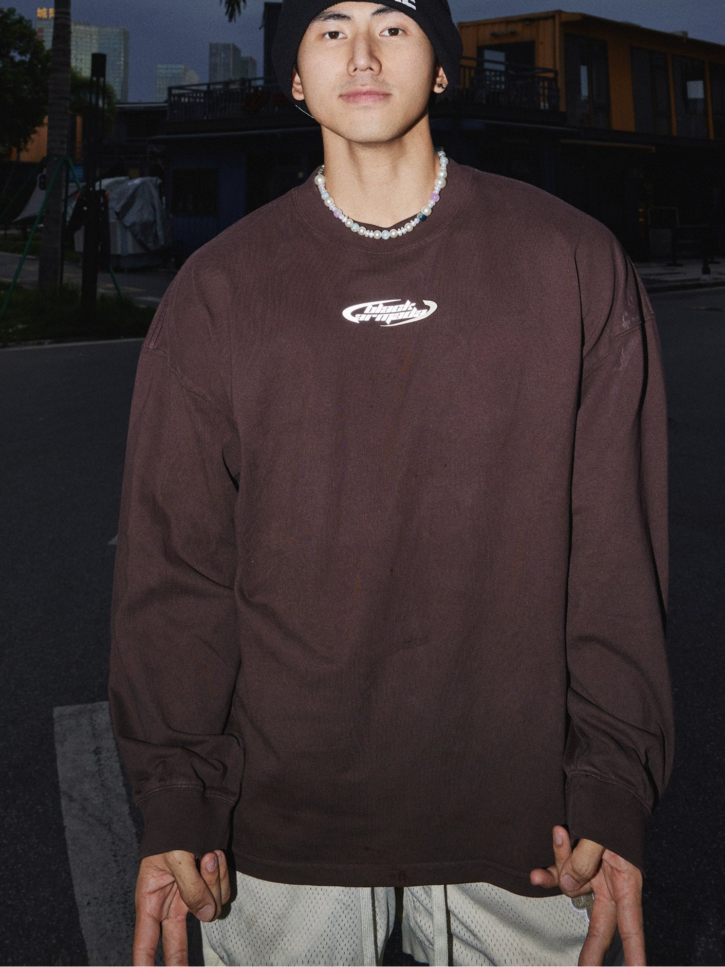 Classic Oversized Minimalist Logo Long Sleeve Tee