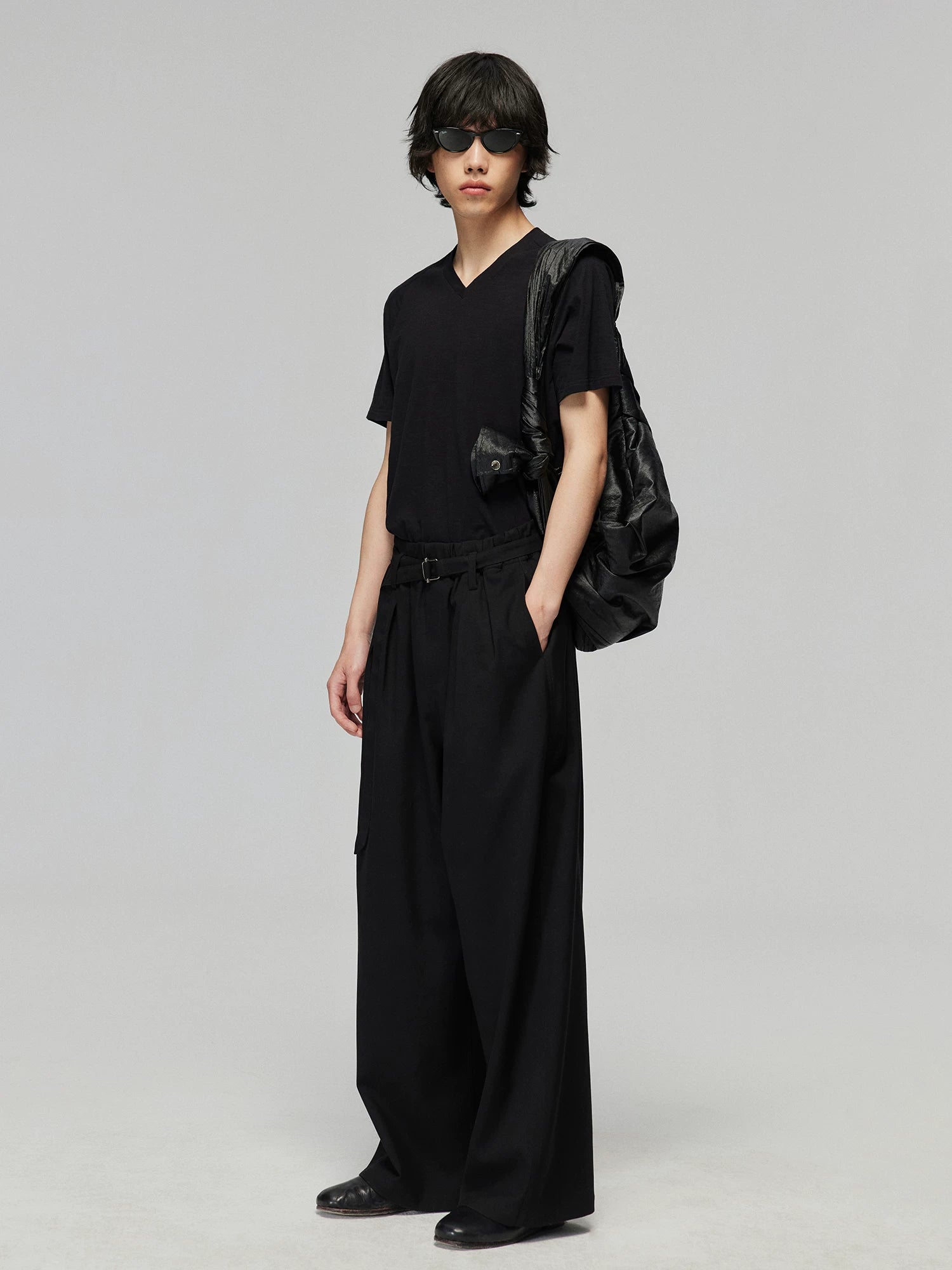 Umber Sash Pleat Wide Trousers