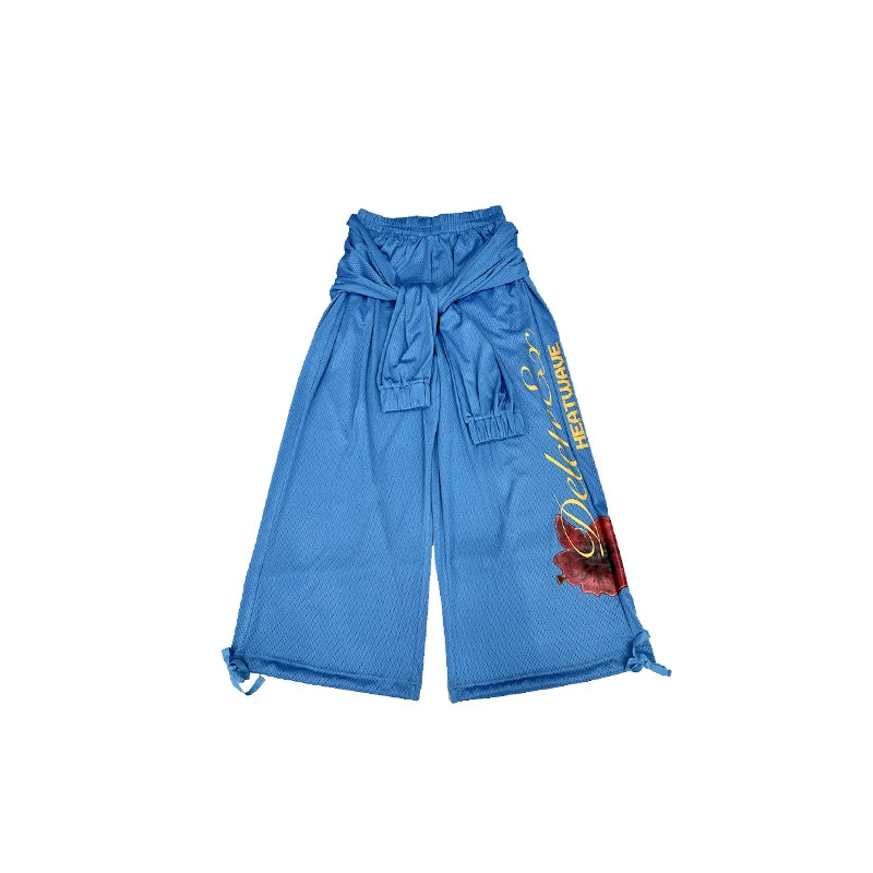 "Heatwave Horizon" Mesh Vacation Wide-Leg Pants
