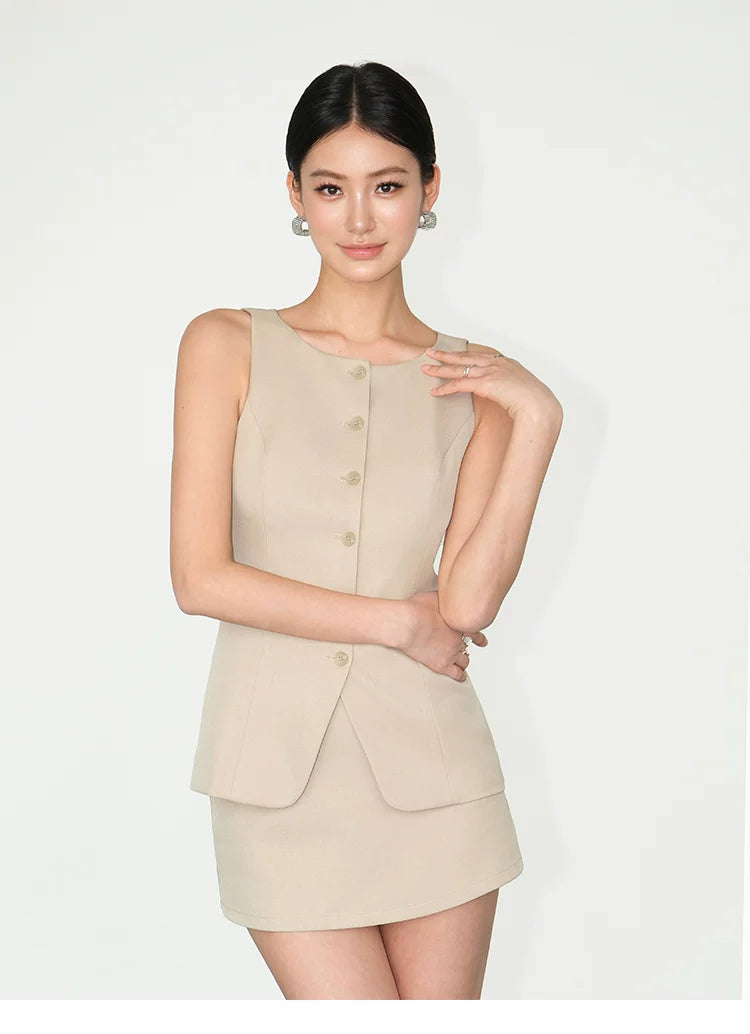 Button Front Tailored Vest