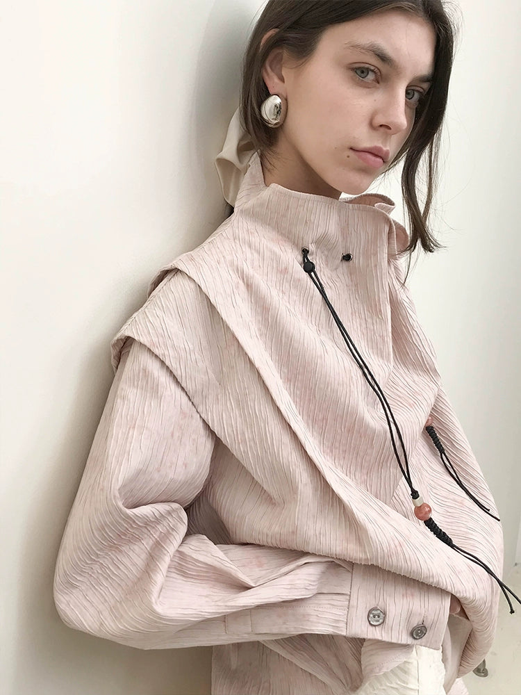 Oversized High-Neck Blouse