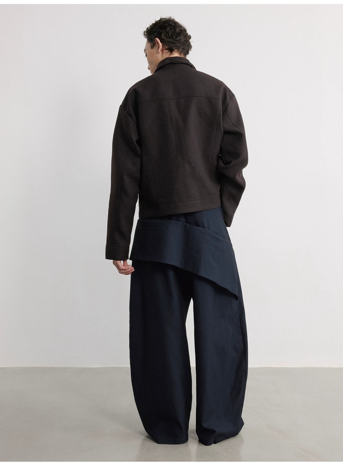 Oversized Zippered Hip Pocket Wide-Leg Trousers