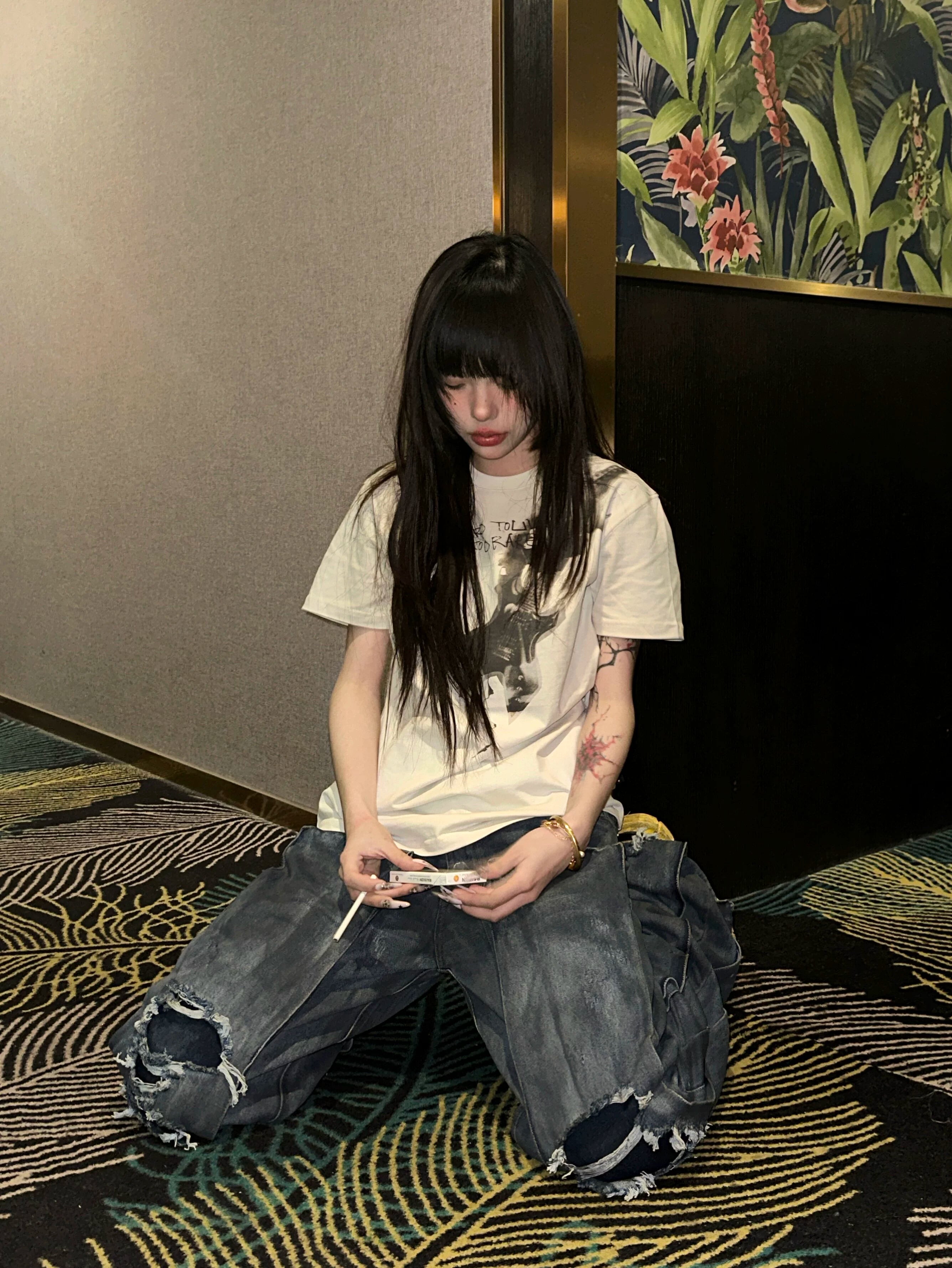 Burnt Guitar Shoulder Script Tee