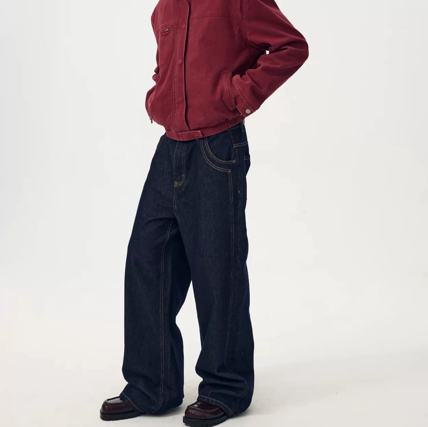 Crimson Crest High-Collar Jacket