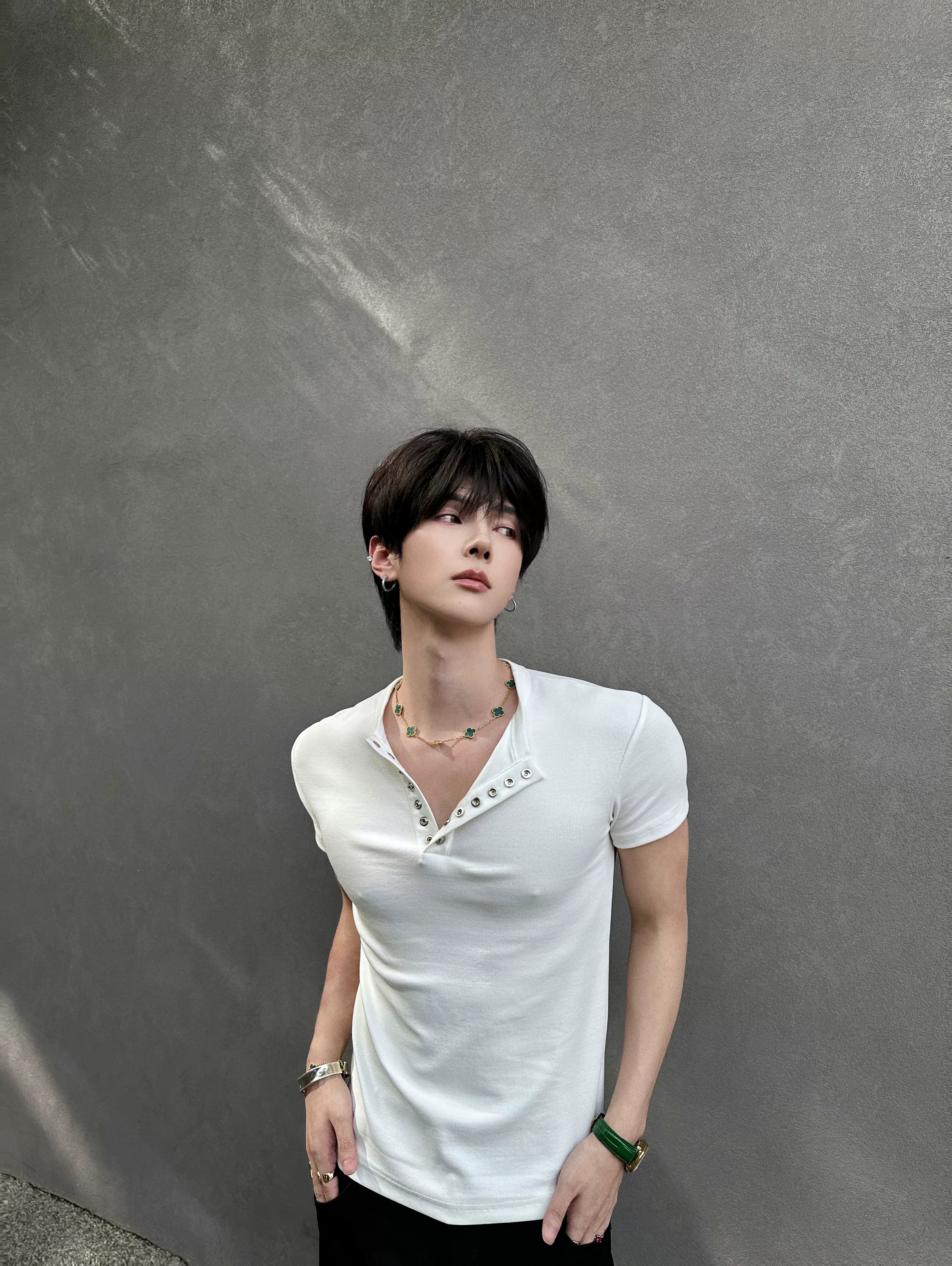 Midnight Gaze Grommet Placket Tee