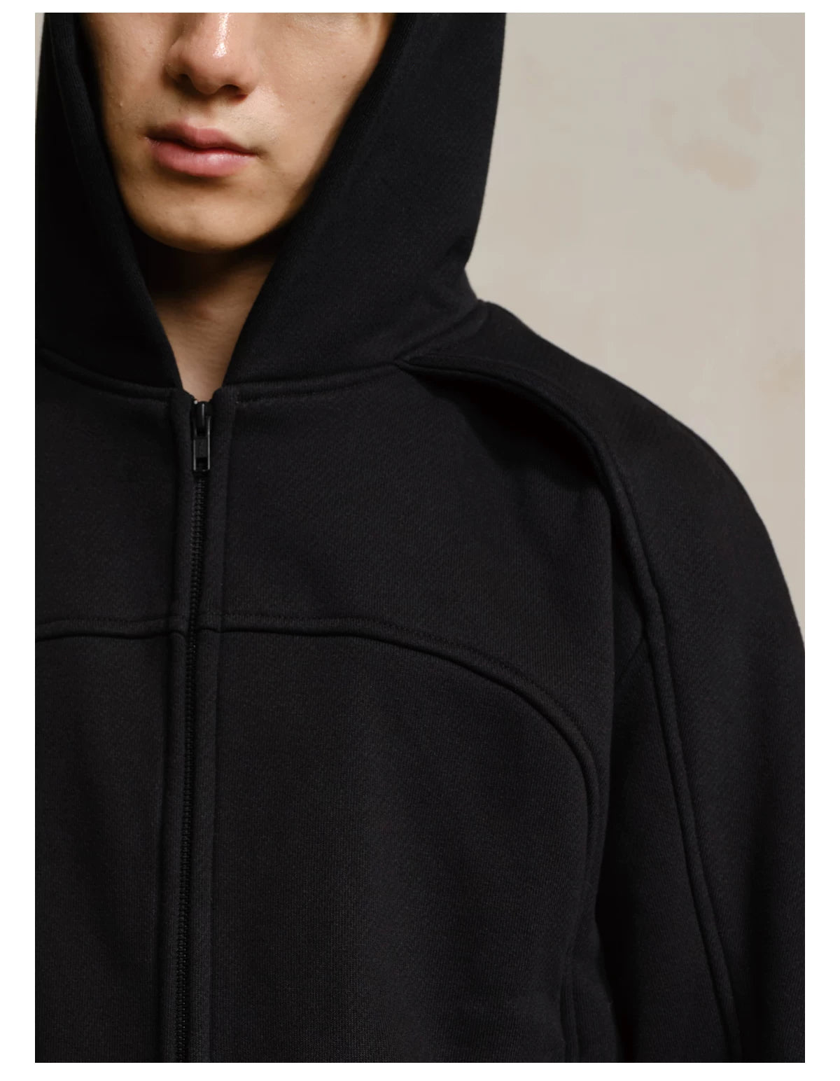 Panelled Zip-Up Hoodie