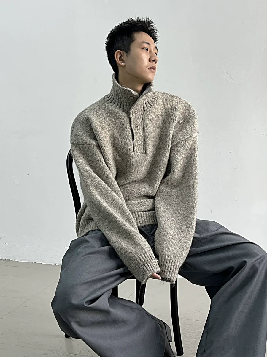 Shadowknit Button Highneck Sweater