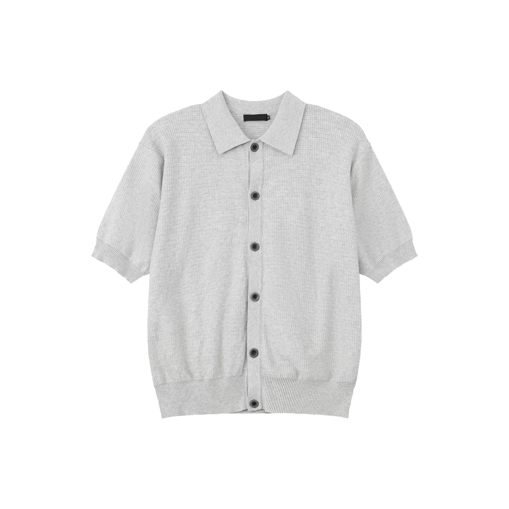 Retro Button Short-Sleeve Knit Cardigan - Oatmeal