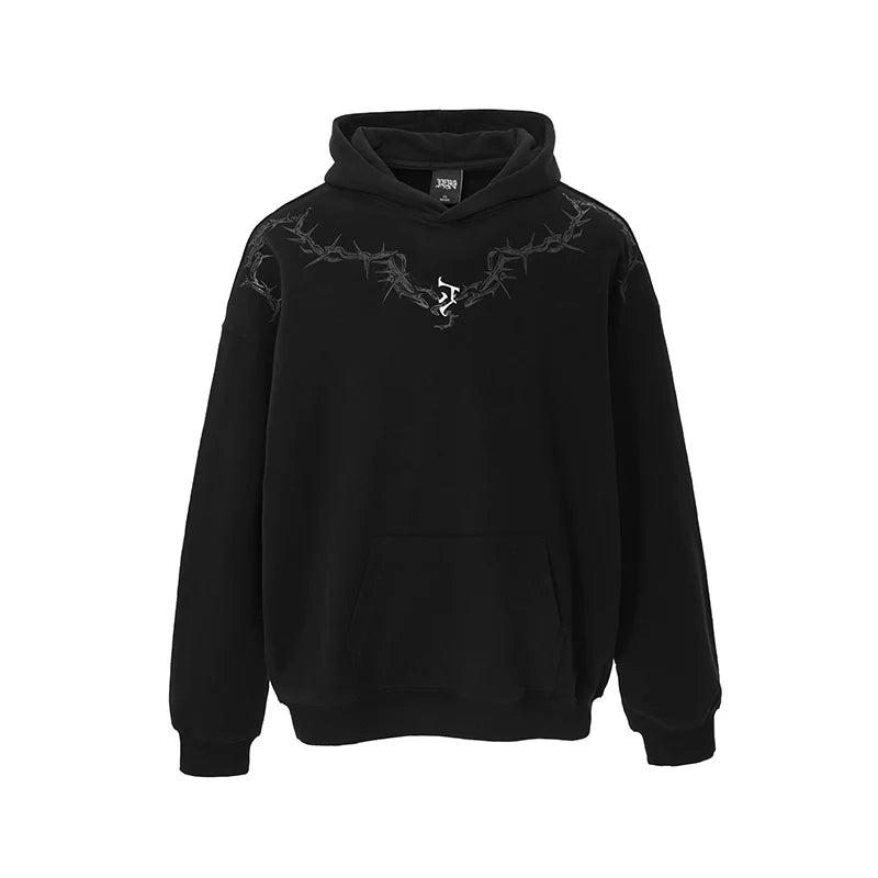 Glue Crack Print Hoodie - chiclara