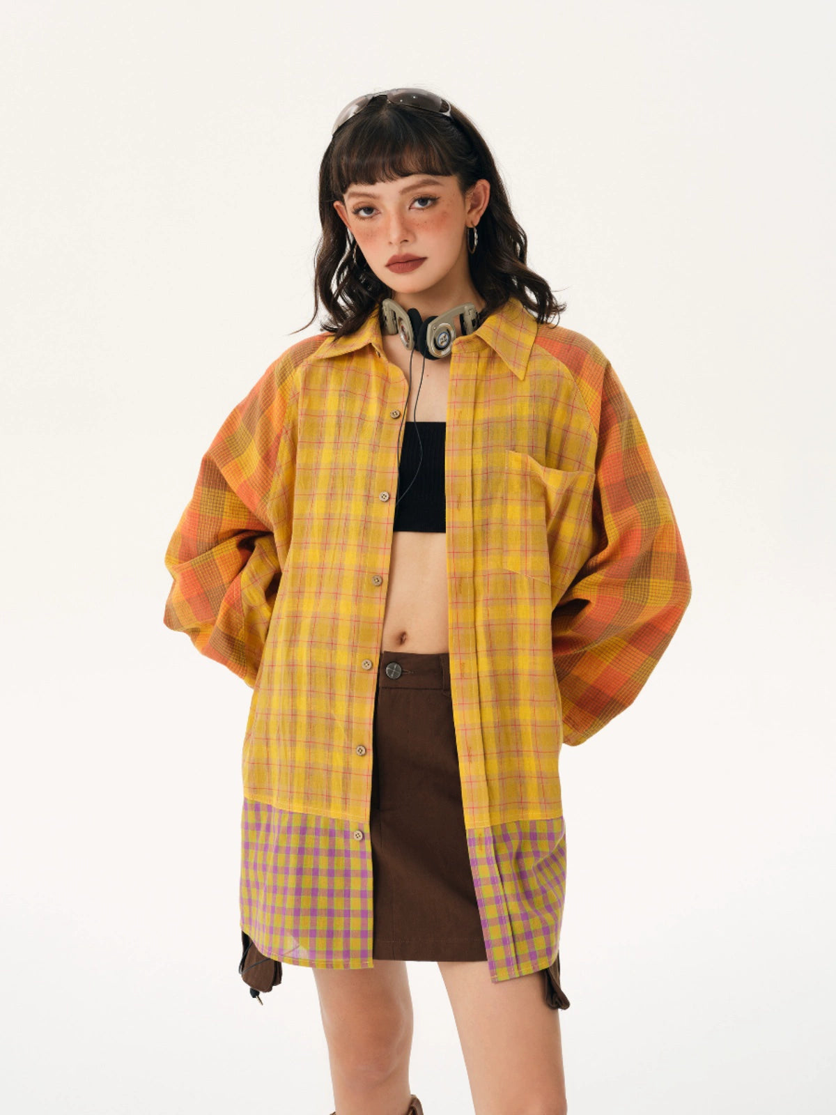 Yellow Plaid Oversized Shirt