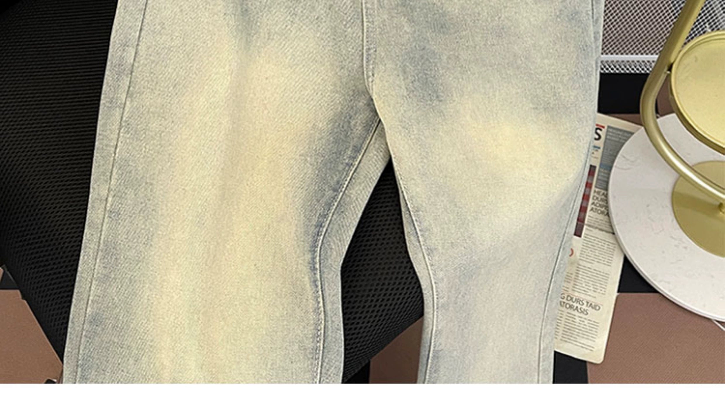Washed Straight Leg Denim Jeans