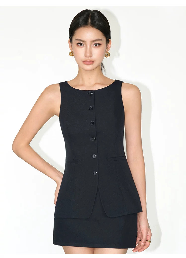Button Front Tailored Vest