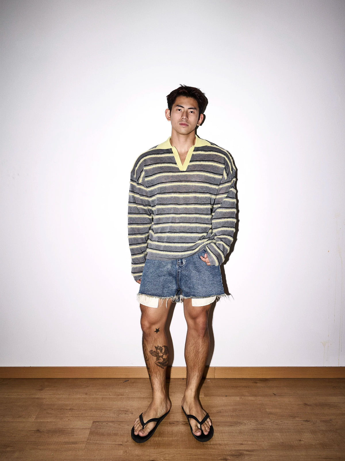 Retro Haze Striped Knit Polo