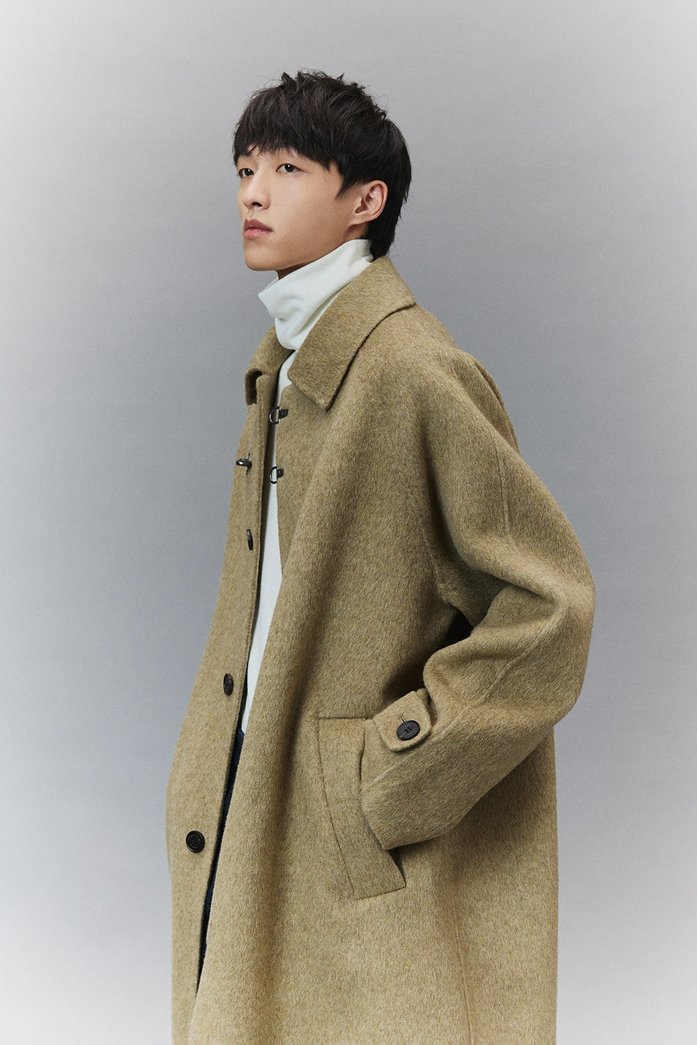 Wool Double-Faced Classic Balmacaan Coat