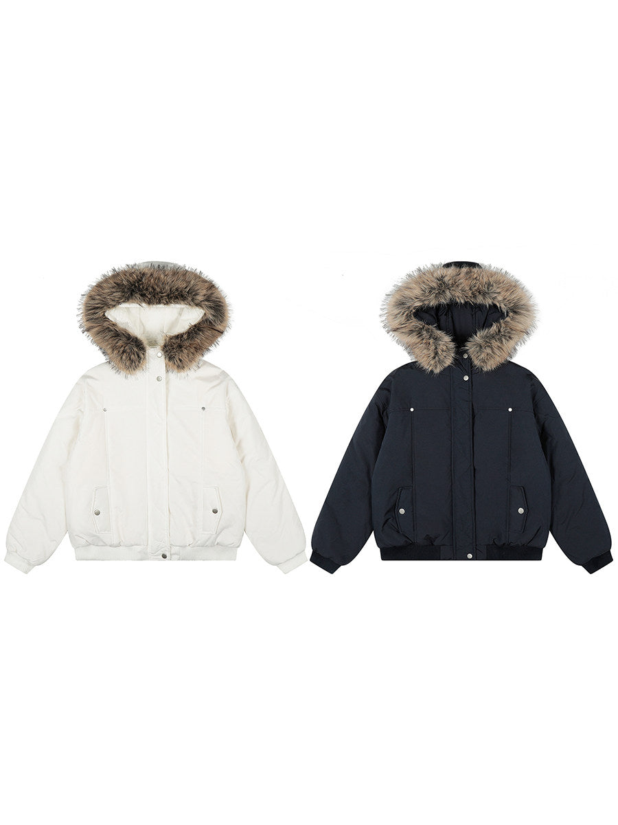 Men's Double-Hood Faux-Fur Thick Puffer Jacket