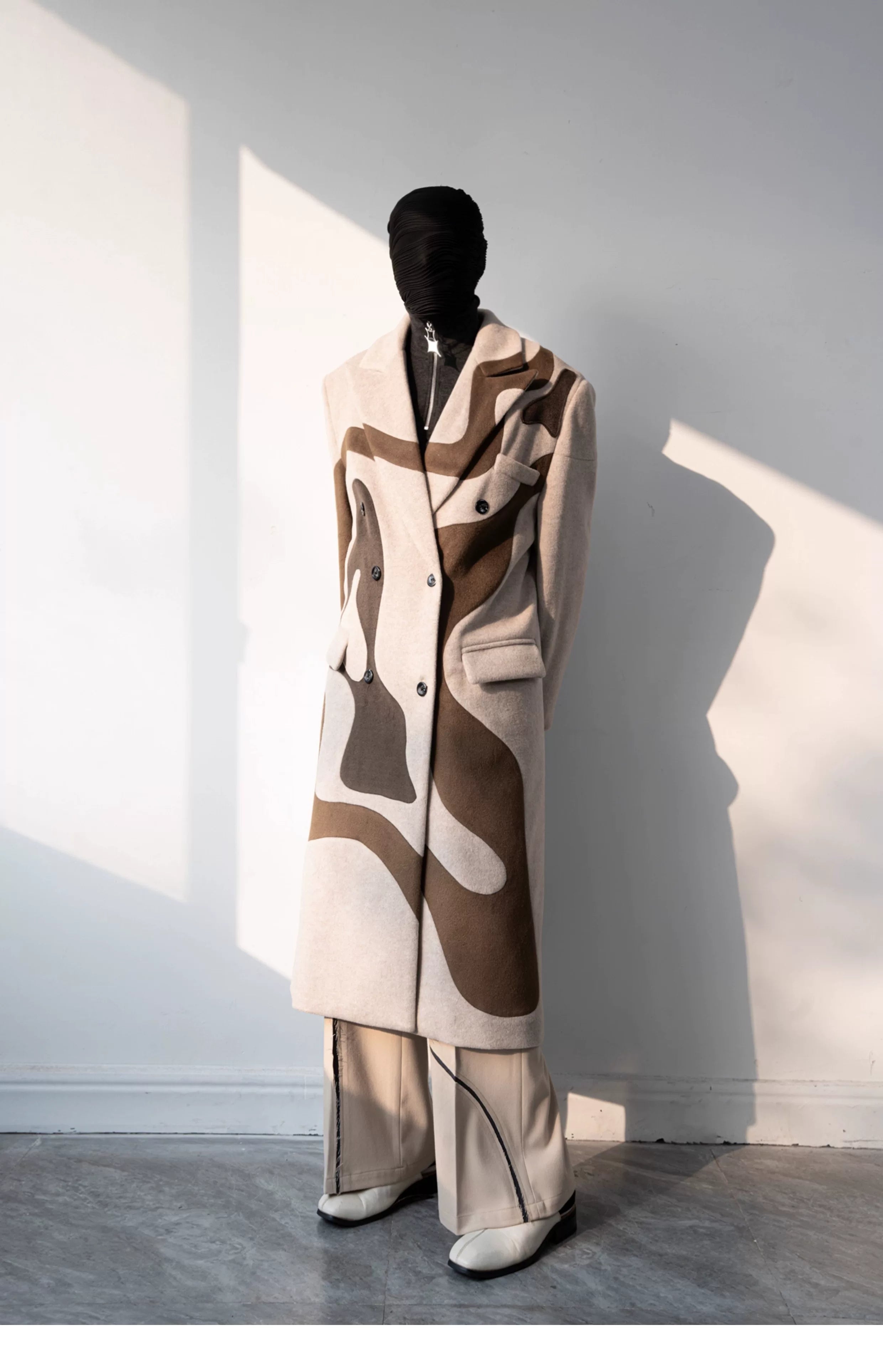 Desert Mirage Sculpted Wool Overcoat