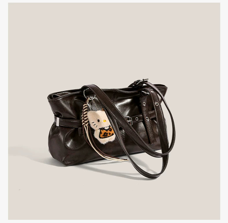 Midnight Kitty Buckle Shoulder Bag