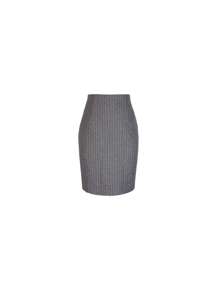Pinstripe Pencil Brushed Skirt