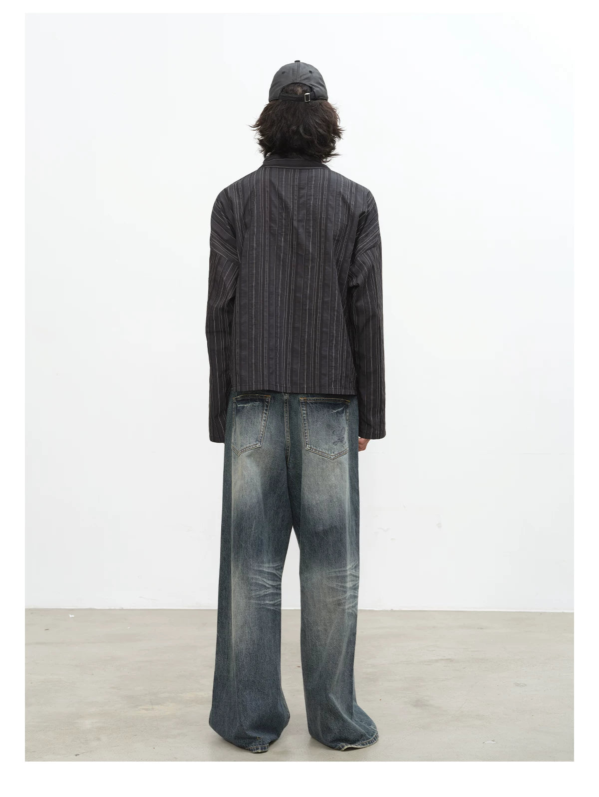 Indigo Vintage Wash Wide-Leg Balloon Jeans