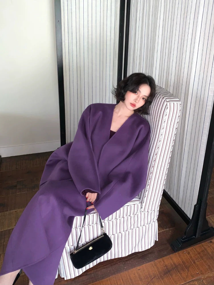 Oversized Wool Coat and Skirt Setup