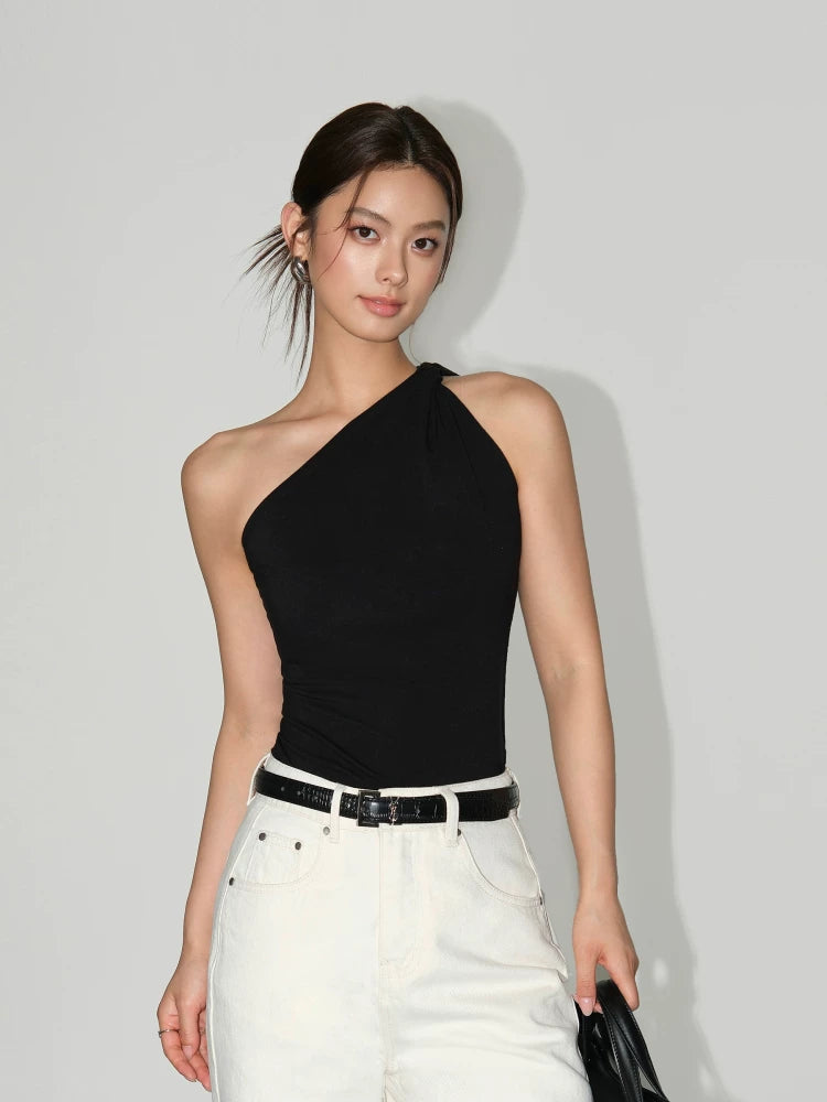 Sculpted Grace One‑Shoulder Knit Tank