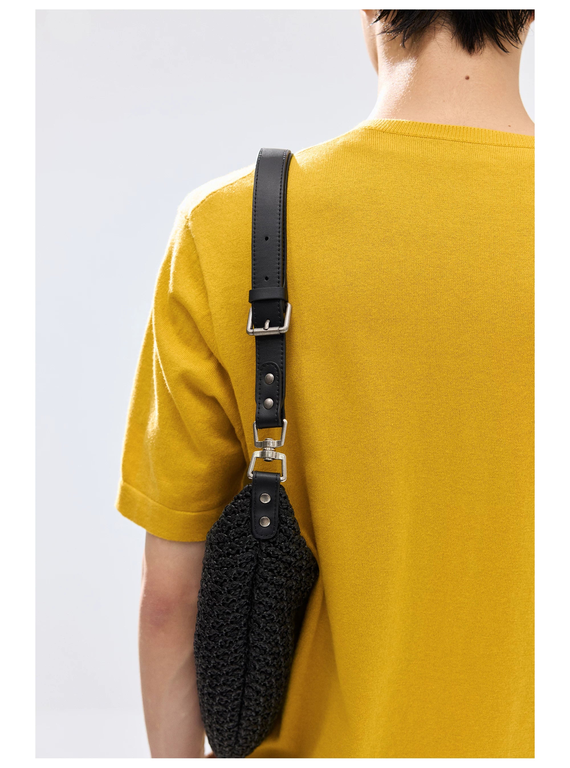 Black Woven Shoulder Bag