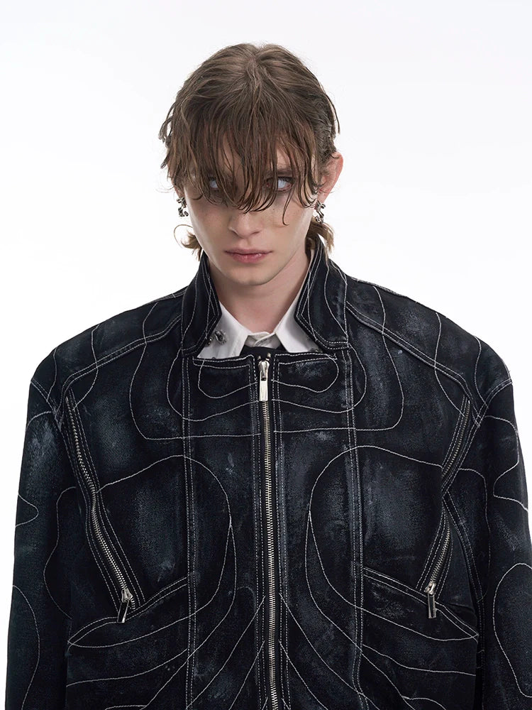 Topographic Denim Jacket and Pants Setup