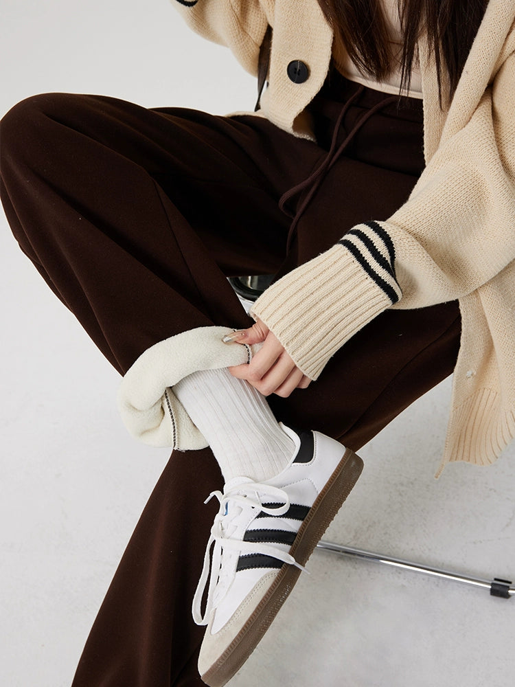 Straight-leg Fleece-lined Thick Sweatpants