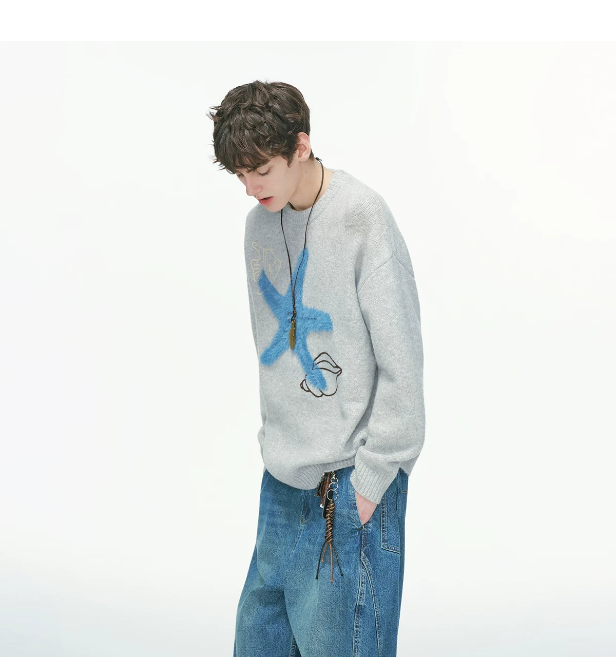 Seastar Sketch Fuzzy Knit Sweater
