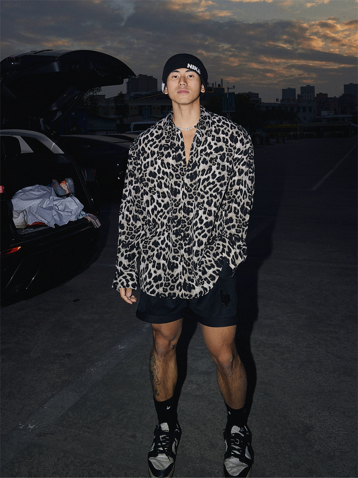 Oversized Leopard Print Button Shirt