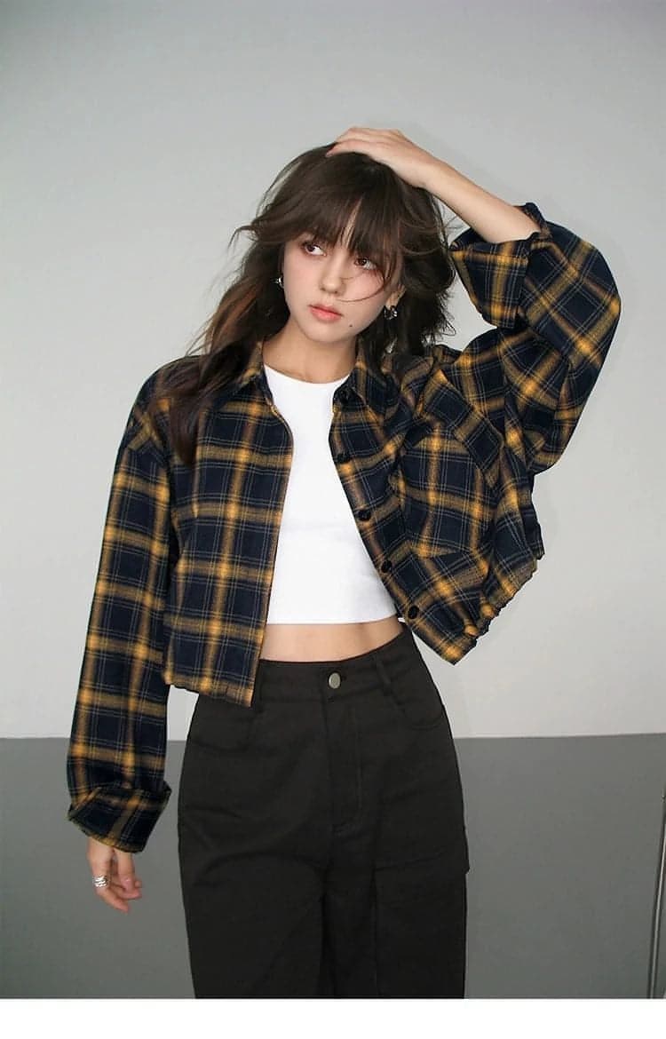 Fall Retro Plaid Shirt - chiclara