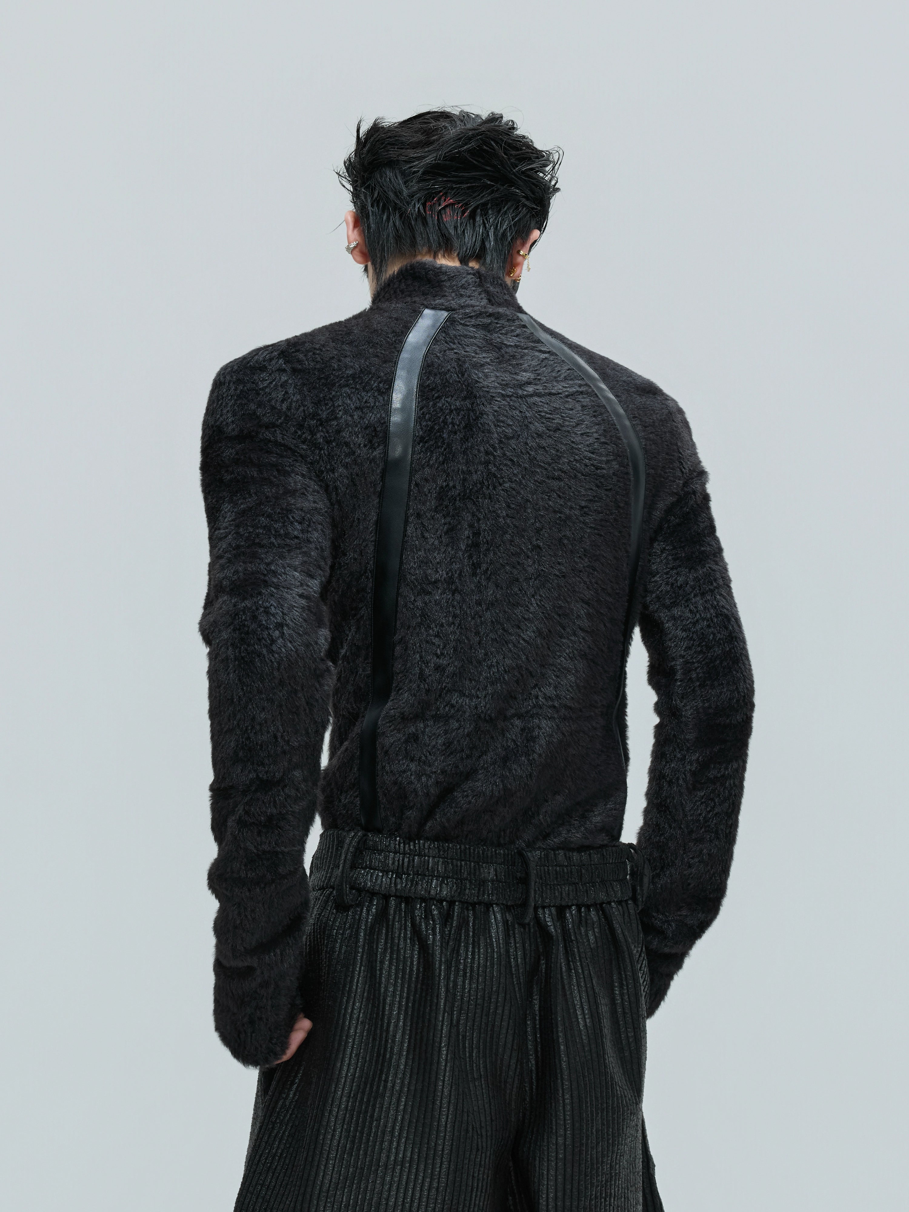 Futurist Texture Panel Turtleneck