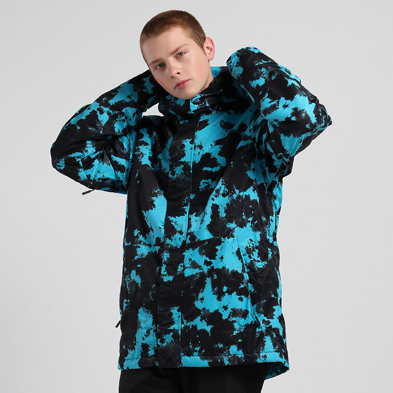 Graphic Print Hooded Snowboard Jacket