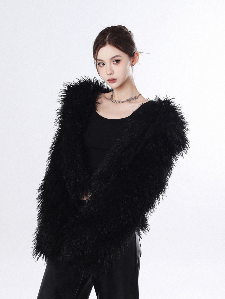 Black Faux Fur Party Coat