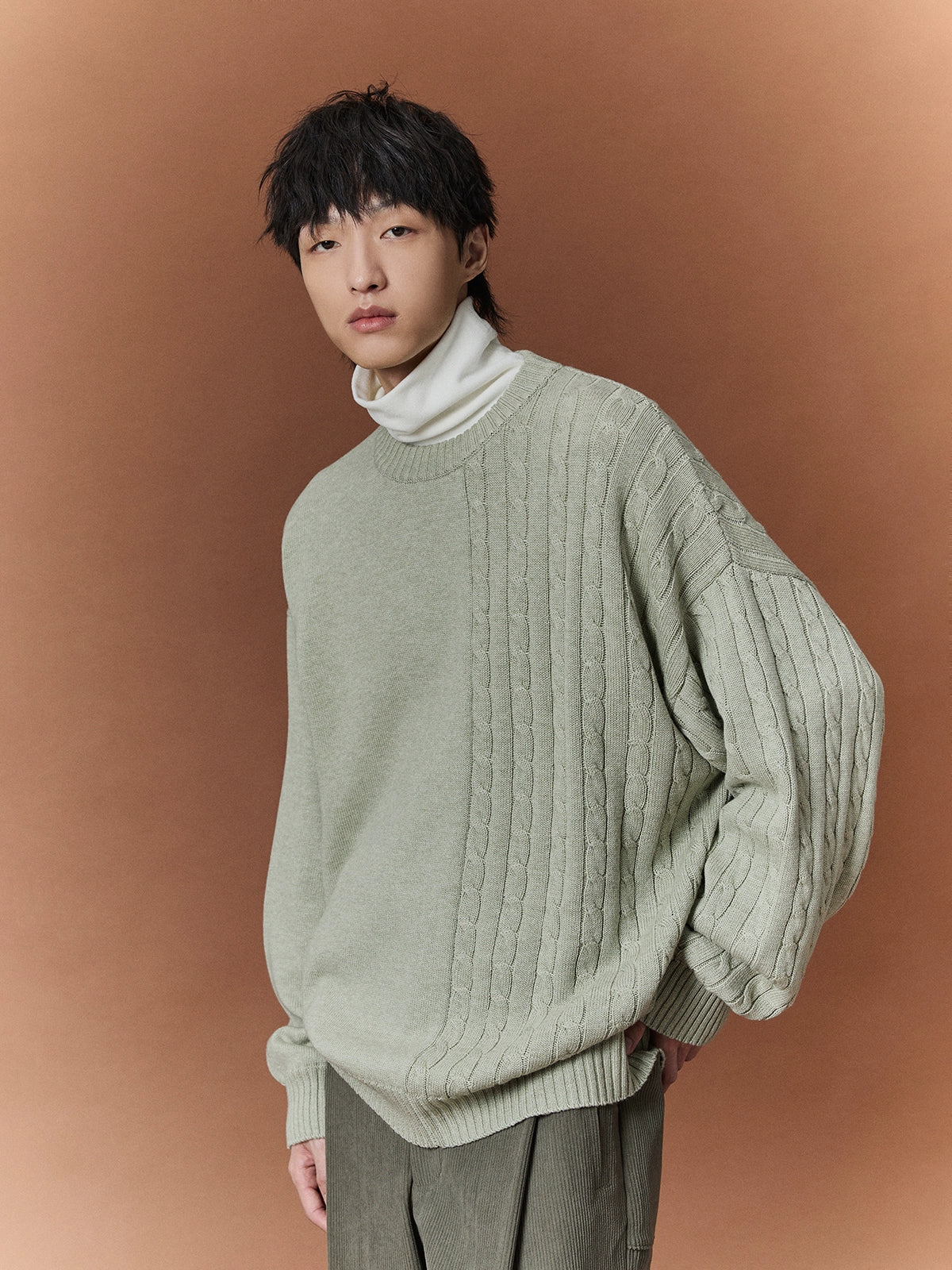 Cable Knit Crewneck Sweater