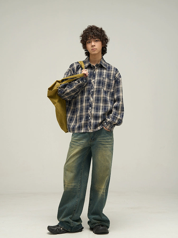 Oversized Plaid Full Button Shirt