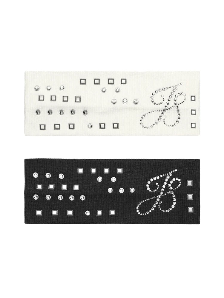 Crystal Initial Studded Knit Headband