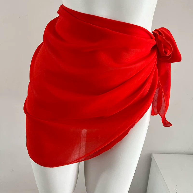 Sunburst Sheer Tie-Front Beach Sarong