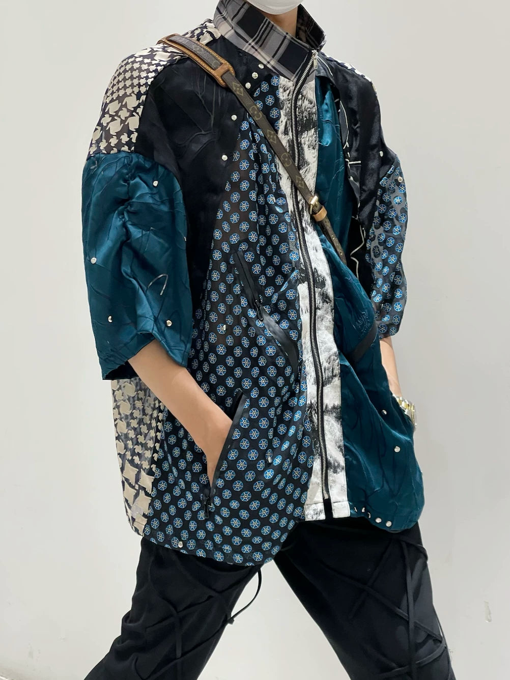 Nebula Circuit Patchwork Kimono Shirt