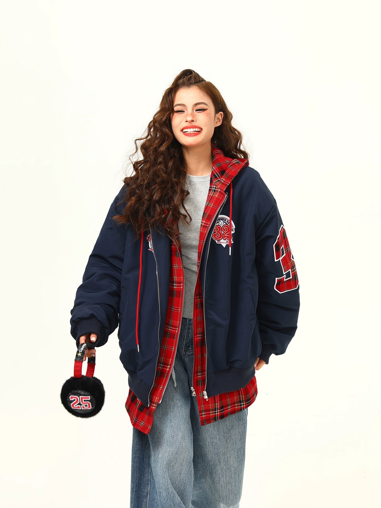 Varsity Patchwork Layered Bomber Jacket