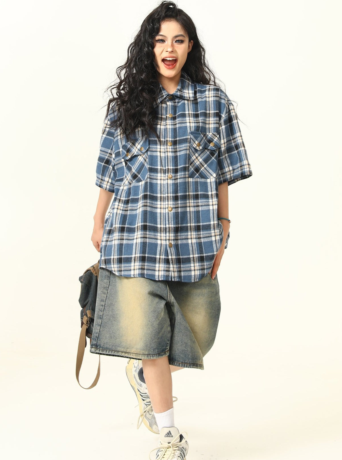 Vintage Pocket Plaid Oversized Shirt