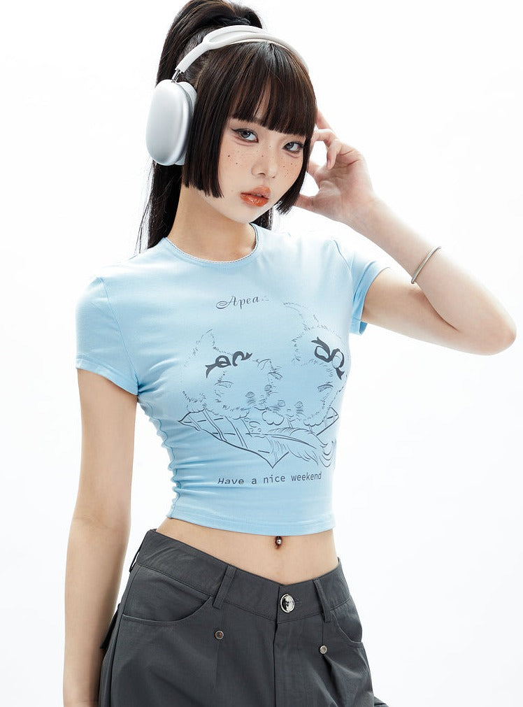 Sky Cheer Weekend Crop Tee