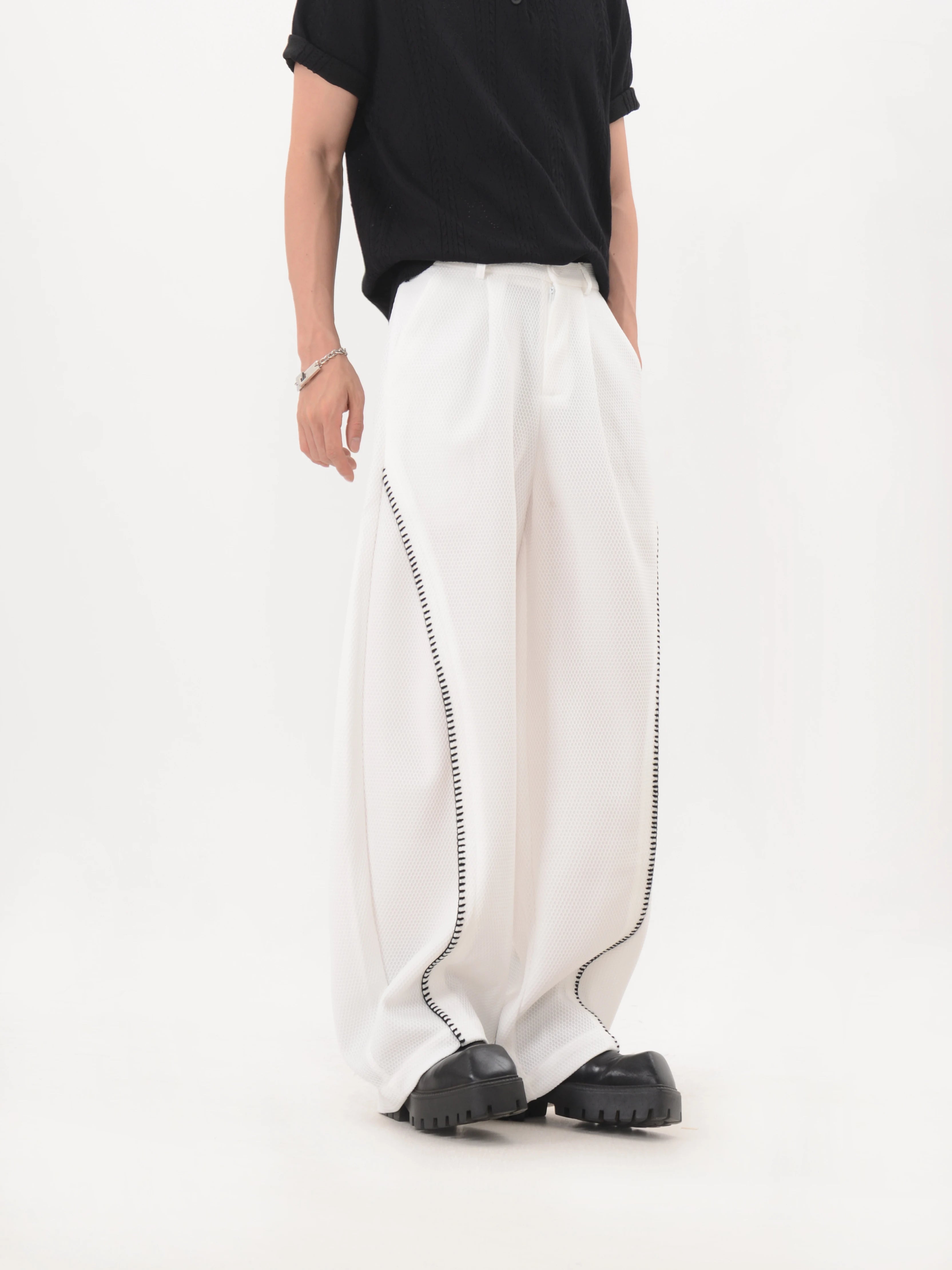 Curve Mesh Wide Trousers
