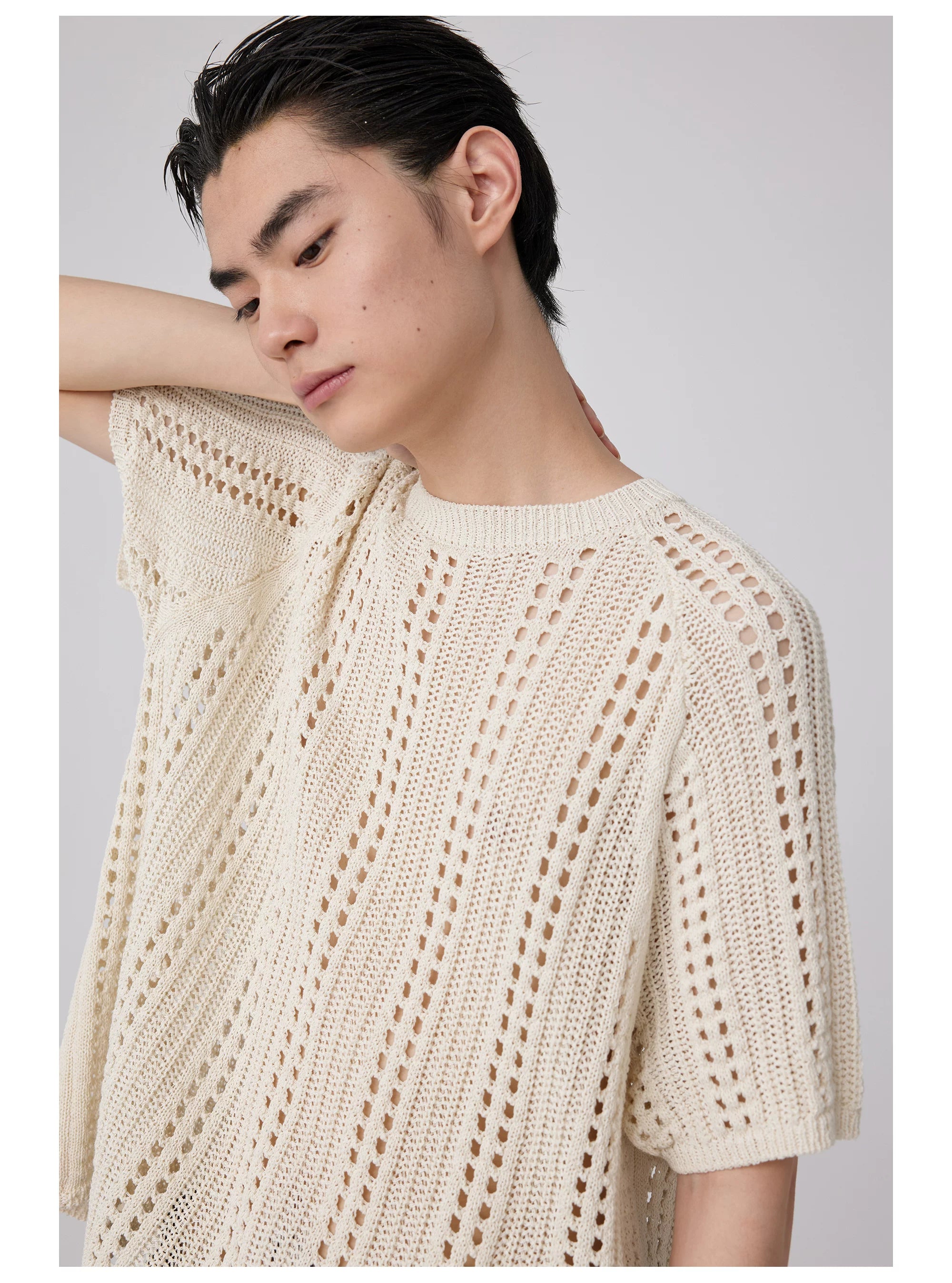 Open-Knit Short-Sleeve T-Shirt